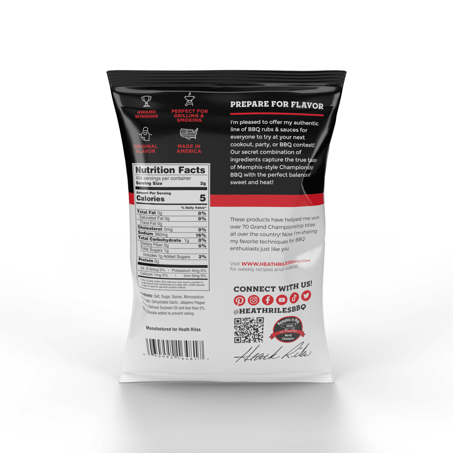 Heath Riles - Garlic Jalapeño Rub - Bulk Bag - 2 lbs