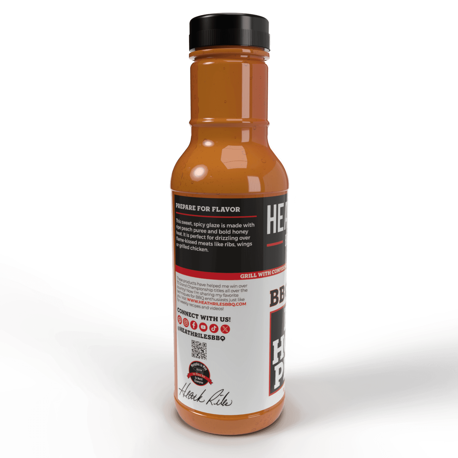 Heath Riles - Hot Honey Peach - BBQ Glaze - 12 oz