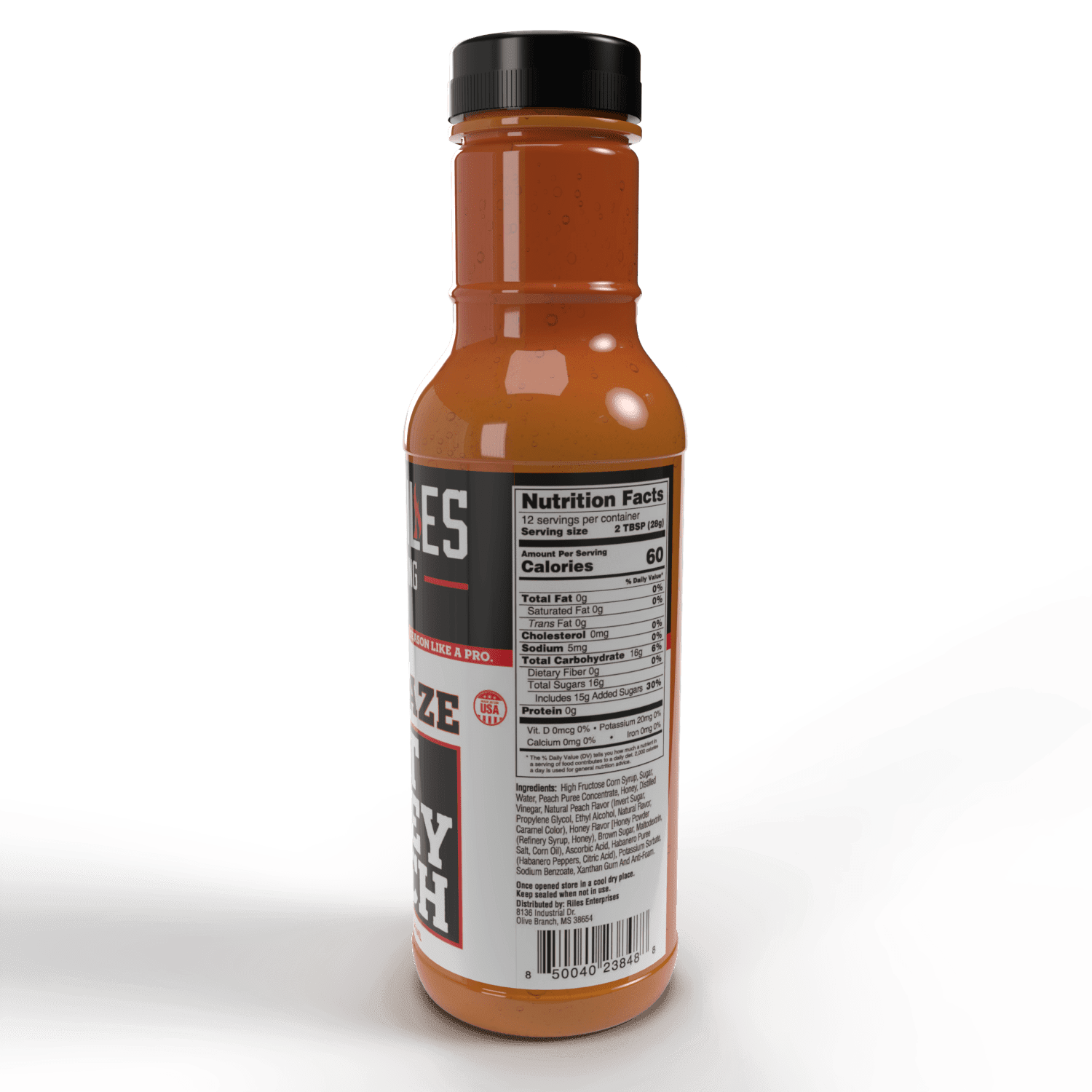 Heath Riles - Hot Honey Peach - BBQ Glaze - 12 oz