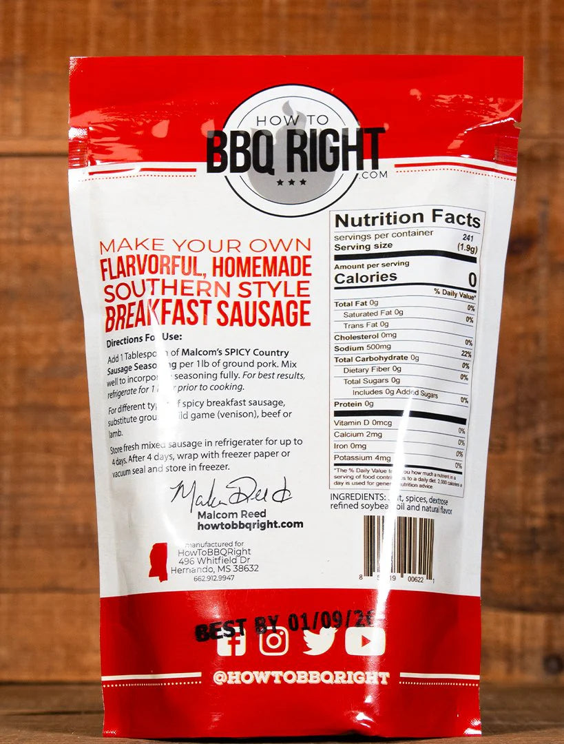 Malcom's - Country Sausage Seasoning - Spicy - 16 oz